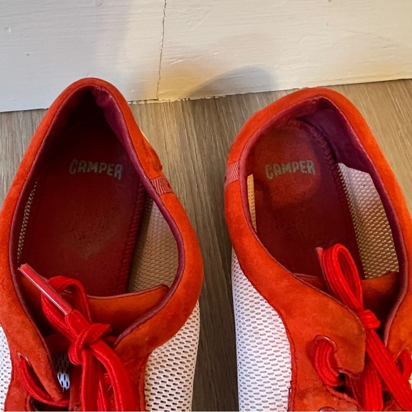 Camper Women’s Red Orange Suede & White Mesh Sneakers EU 37 / US 6.5–7 shoes - Picture 4 of 10